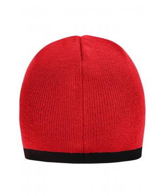 Unisexe Bonnet avec bord contrasté Rouge/noir 7808