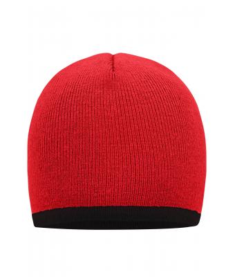 Unisexe Bonnet avec bord contrasté Rouge/noir 7808