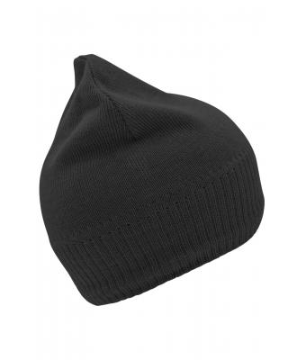 Unisex Knitted Beanie with Fleece Inset Black 7832