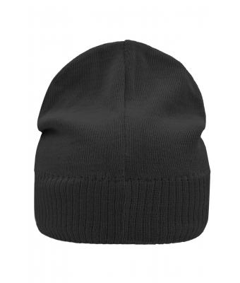 Unisex Knitted Beanie with Fleece Inset Black 7832