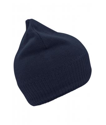 Unisex Knitted Beanie with Fleece Inset Navy 7832