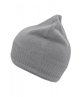 Unisex Knitted Beanie with Fleece Inset Light-grey-melange 7832