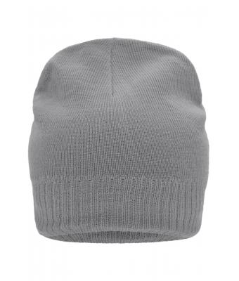 Unisex Knitted Beanie with Fleece Inset Lichtgrijs-melange 7832