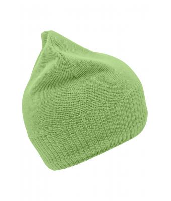 Unisex Knitted Beanie with Fleece Inset Lime-green 7832