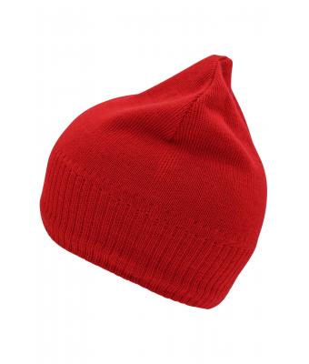 Unisex Knitted Beanie with Fleece Inset Red 7832