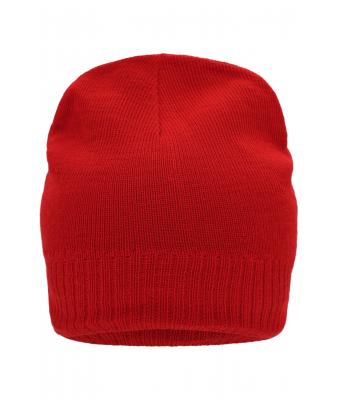 Unisex Knitted Beanie with Fleece Inset Red 7832