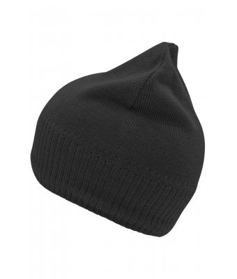 Unisex Knitted Beanie with Fleece Inset Zwart 7832