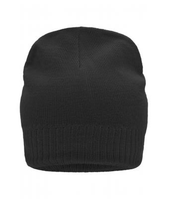 Unisex Knitted Beanie with Fleece Inset Zwart 7832