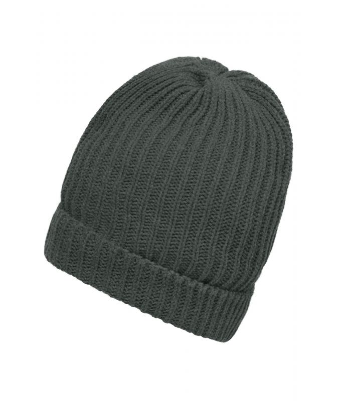 Unisexe Bonnet tricot doublé Gris-foncé-mélange 7882