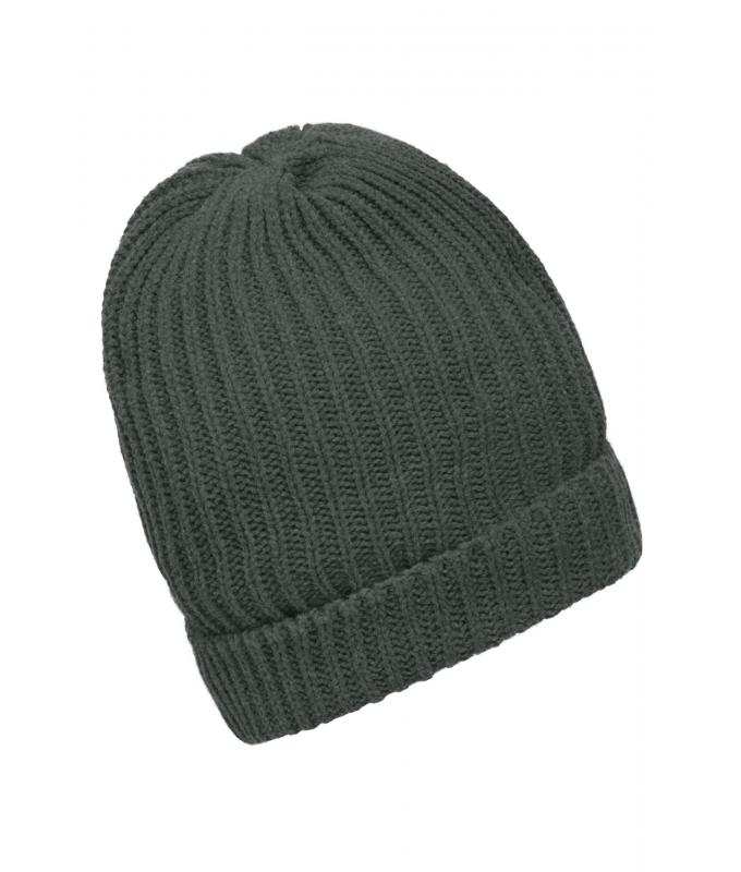 Unisexe Bonnet tricot doublé Gris-foncé-mélange 7882