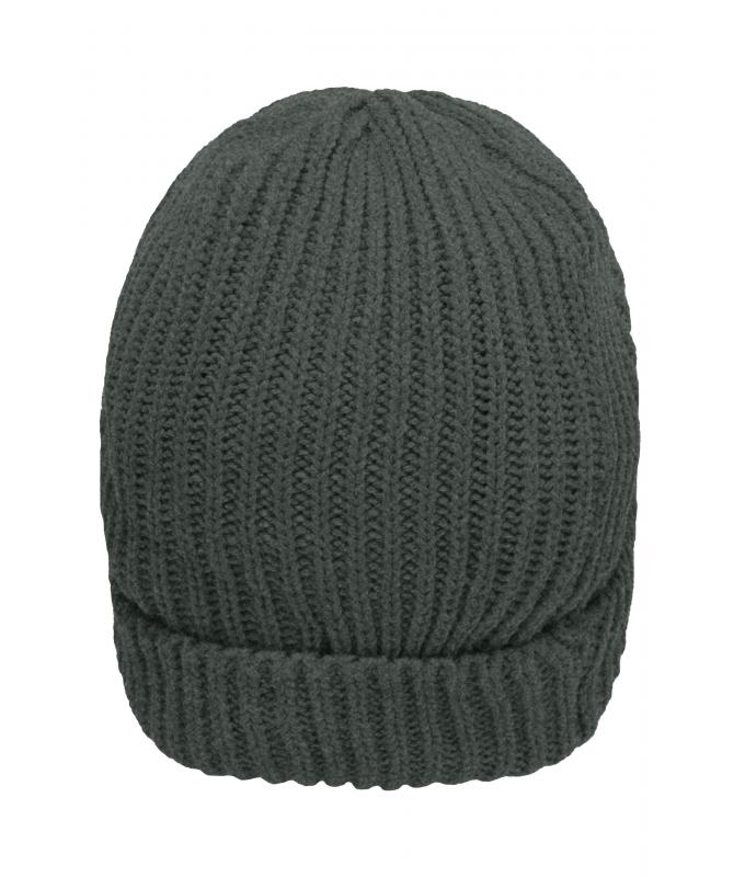 Unisexe Bonnet tricot doublé Gris-foncé-mélange 7882