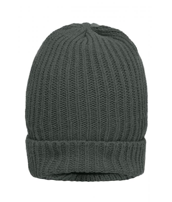 Unisexe Bonnet tricot doublé Gris-foncé-mélange 7882