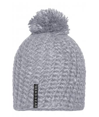 Unisexe Bonnet crocheté à pompon, unicolore Argent 7884