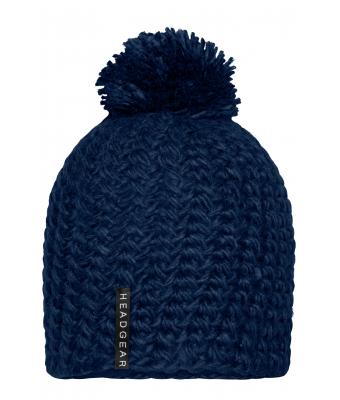 Unisex Unicoloured Crocheted Cap with Pompon Navy 7884