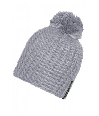 Unisex Unicoloured Crocheted Cap with Pompon Zilver 7884