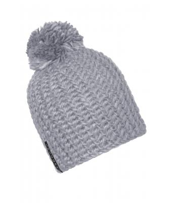 Unisex Unicoloured Crocheted Cap with Pompon Zilver 7884
