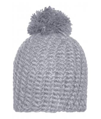 Unisex Unicoloured Crocheted Cap with Pompon Zilver 7884
