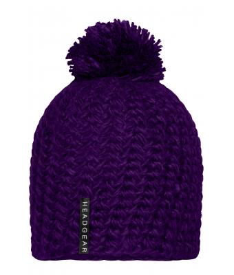 Unisex Unicoloured Crocheted Cap with Pompon Purple 7884