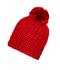Unisex Unicoloured Crocheted Cap with Pompon Red 7884