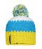 Unisexe Bonnet crocheté à pompon tricolore Jaune/pacifique/blanc 7885
