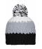 Unisexe Bonnet crocheté à pompon tricolore Noir/argent/blanc 7885