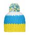 Unisex Crocheted Cap with Pompon Yellow/pacific/white 7885
