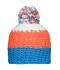 Unisex Crocheted Cap with Pompon Pacific/neon oranje/wit 7885