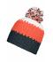 Unisex Crocheted Cap with Pompon Carbon/orange/white 7885