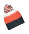 Unisex Crocheted Cap with Pompon Carbon/orange/white 7885