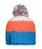 Unisex Crocheted Cap with Pompon Pacific/neon-orange/white 7885