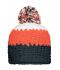 Unisex Crocheted Cap with Pompon Carbon/oranje/wit 7885