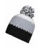 Unisex Crocheted Cap with Pompon Black/silver/white 7885