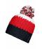 Unisex Crocheted Cap with Pompon Navy/red/white 7885