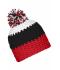 Unisex Crocheted Cap with Pompon Red/black/white 7885