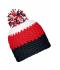 Unisex Crocheted Cap with Pompon Navy/red/wit 7885
