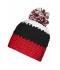 Unisex Crocheted Cap with Pompon Rood/zwart/wit 7885