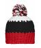 Unisex Crocheted Cap with Pompon Rood/zwart/wit 7885
