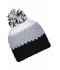 Unisex Crocheted Cap with Pompon Zwart/zilver/wit 7885