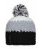 Unisex Crocheted Cap with Pompon Zwart/zilver/wit 7885