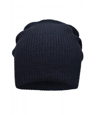 Unisex Knitted Long Beanie Navy 8004