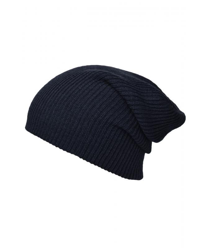Unisex Knitted Long Beanie Navy 8004