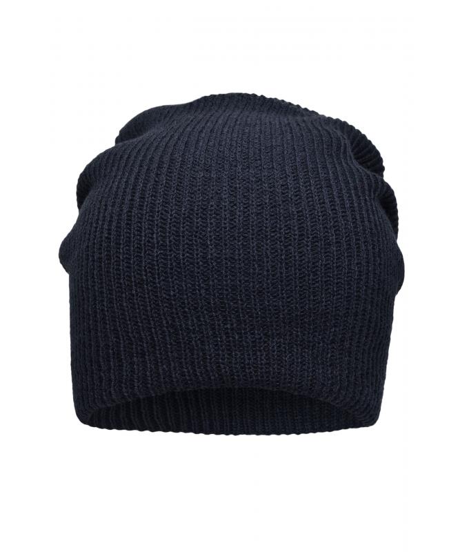 Unisex Knitted Long Beanie Navy 8004