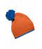 Unisexe Bonnet à pompon avec bande contrastée Orange/aqua 8110