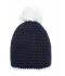 Unisexe Bonnet à pompon avec bande contrastée Marine/blanc 8110