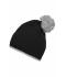 Unisexe Bonnet à pompon avec bande contrastée Noir/gris-clair 8110