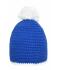 Unisexe Bonnet à pompon avec bande contrastée Bleu/blanc 8110
