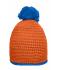 Unisexe Bonnet à pompon avec bande contrastée Orange/aqua 8110