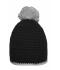 Unisexe Bonnet à pompon avec bande contrastée Noir/gris-clair 8110