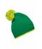 Unisexe Bonnet à pompon avec bande contrastée Vert/jaune-acide 8110