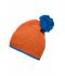 Unisex Pompon Hat with Contrast Stripe Oranje/aqua 8110